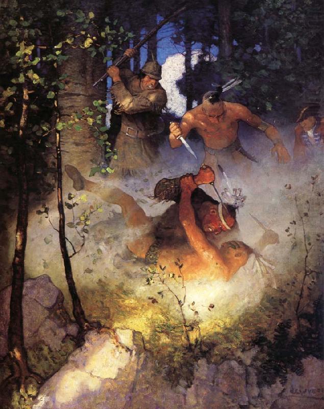 NC Wyeth The Fight in the Forest oil painting picture